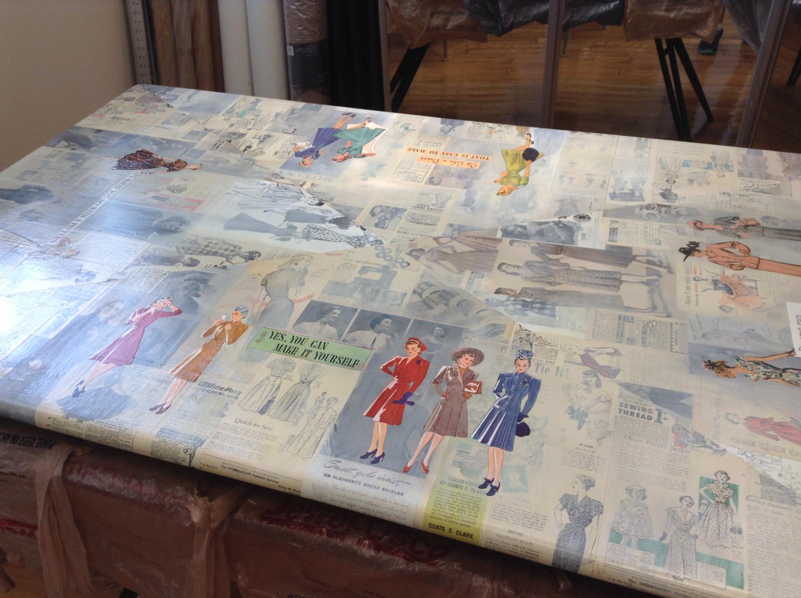 Commissioned Collaged and Painted Conference Table . . . Threadline Studios, Chicago IL
