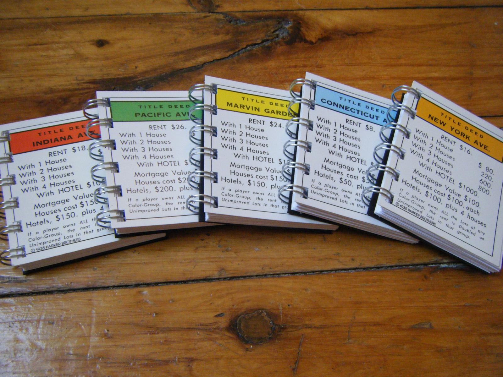 minibooks made with Monopoly cards