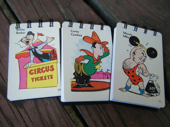 minibooks made with Old Maid Circus Edition cards